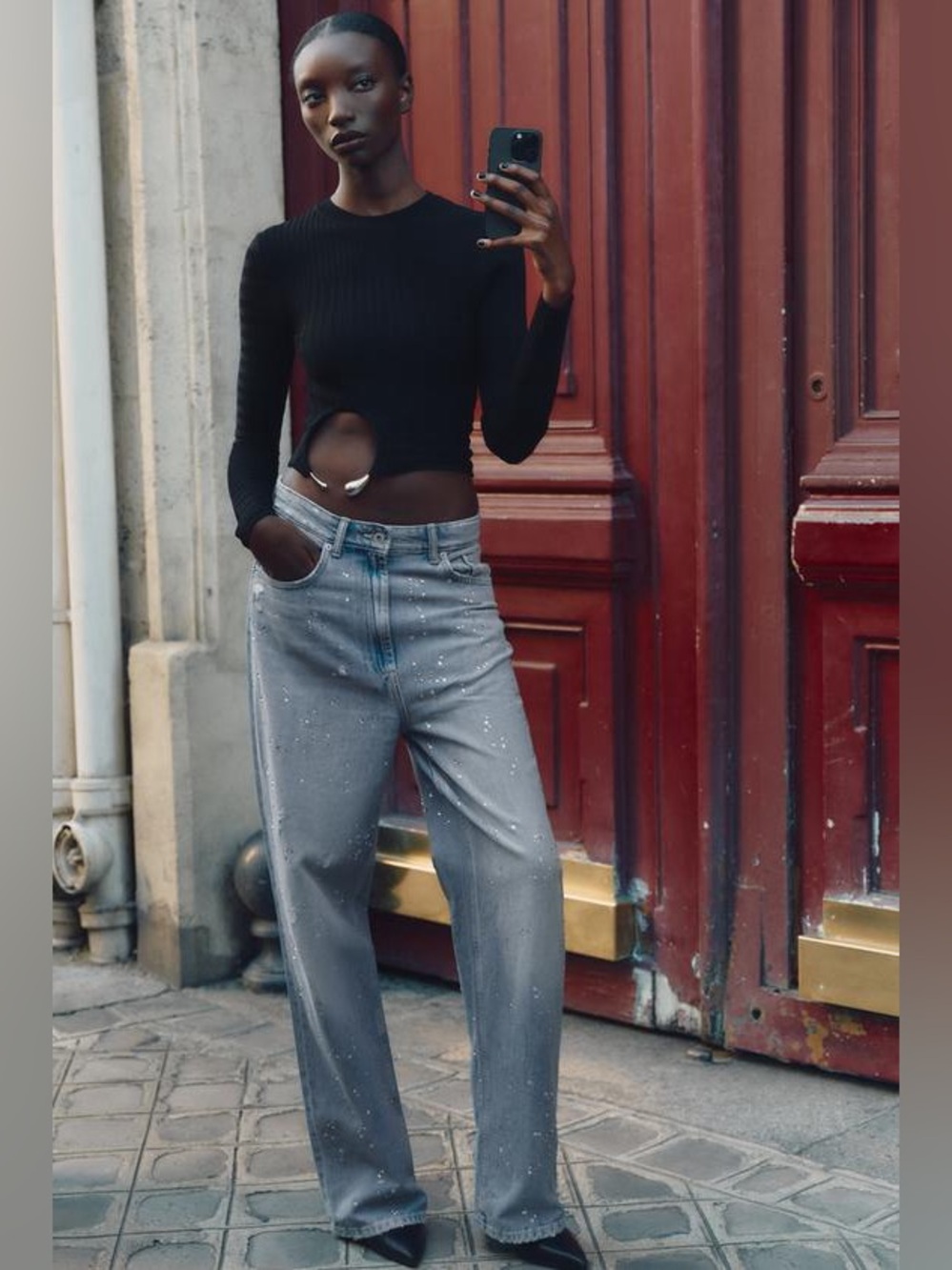 ZARA Ribbed Knit Top w/Applique - Picture 7 of 7